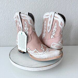 Lane CHASE THE WIND Womens Cowboy Bootie 7.5 Western Pink White Cowgirl Boots